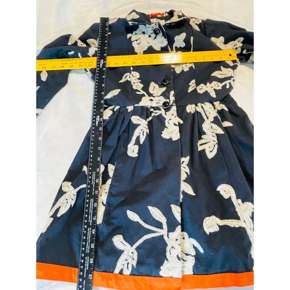 Freeway Floral Embroidered Baby Doll Jacket, Navy With Orange Trim Size Small - Picture 9 of 15